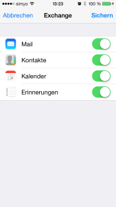 iOS Auswahl der Synchronisationsobjekte